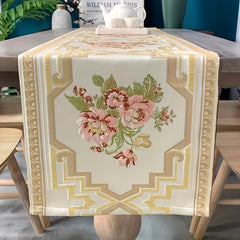 Embroidered Table Flag Square Polyester Flowers Table Runners