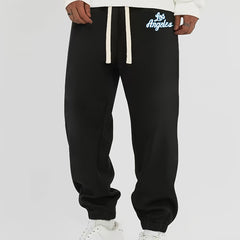 Alphabet Men's Winter Jogger Pants Loose Fit Solid Drawstring