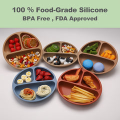 Safe Soft Silicone Baby Toddler Plate Dishwasher & Microwave Safe