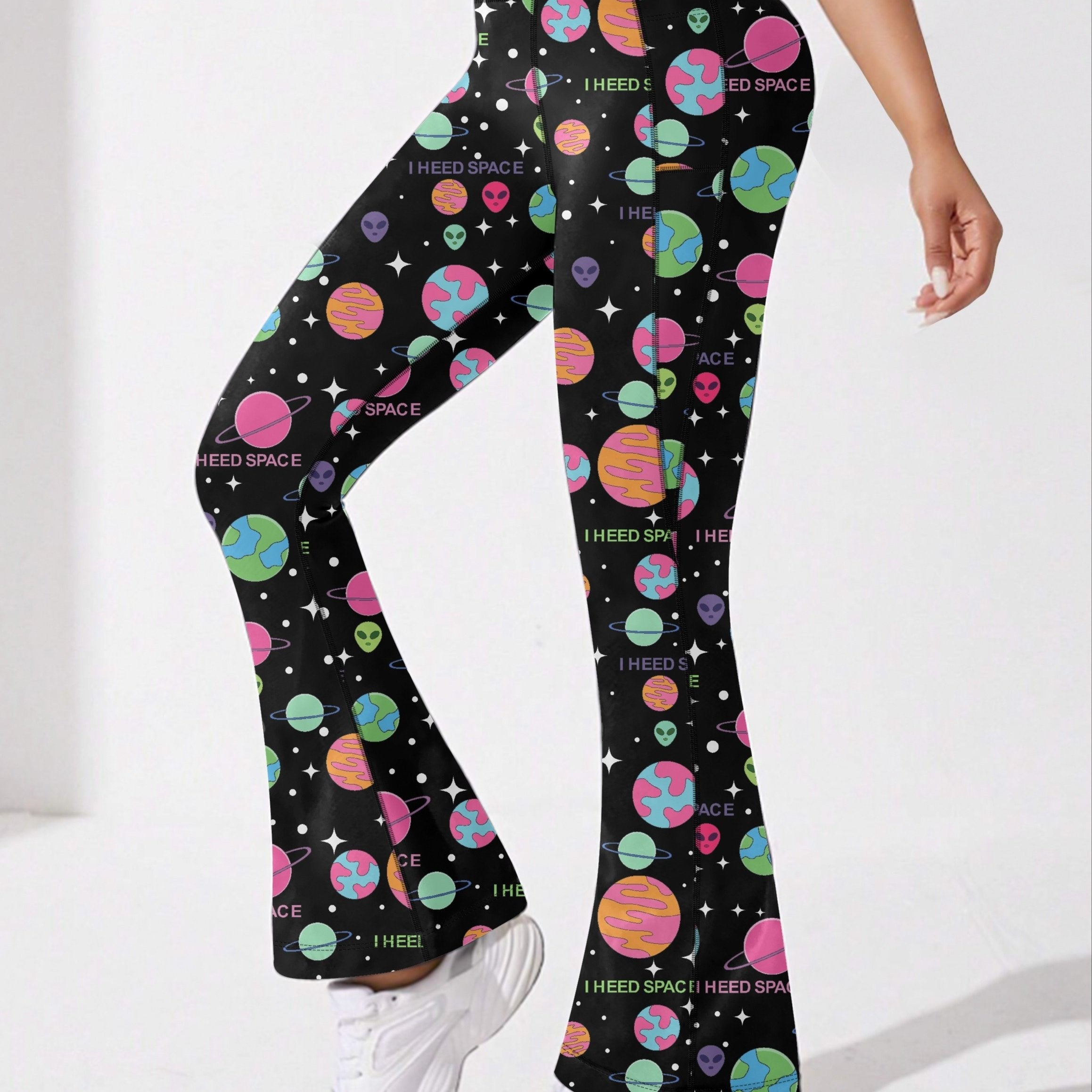 Planet & Alien Pattern Yoga Pants High Waist Fitness Sports Pants