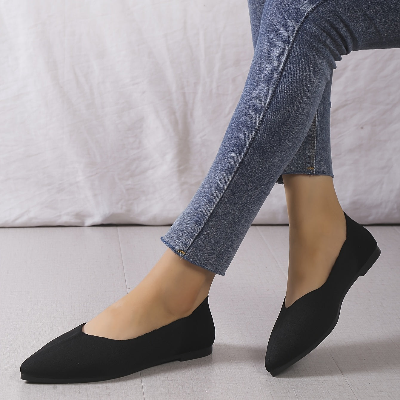 Women's Pointed Toe Ballet Flats Soft Sole Slip On Shoes