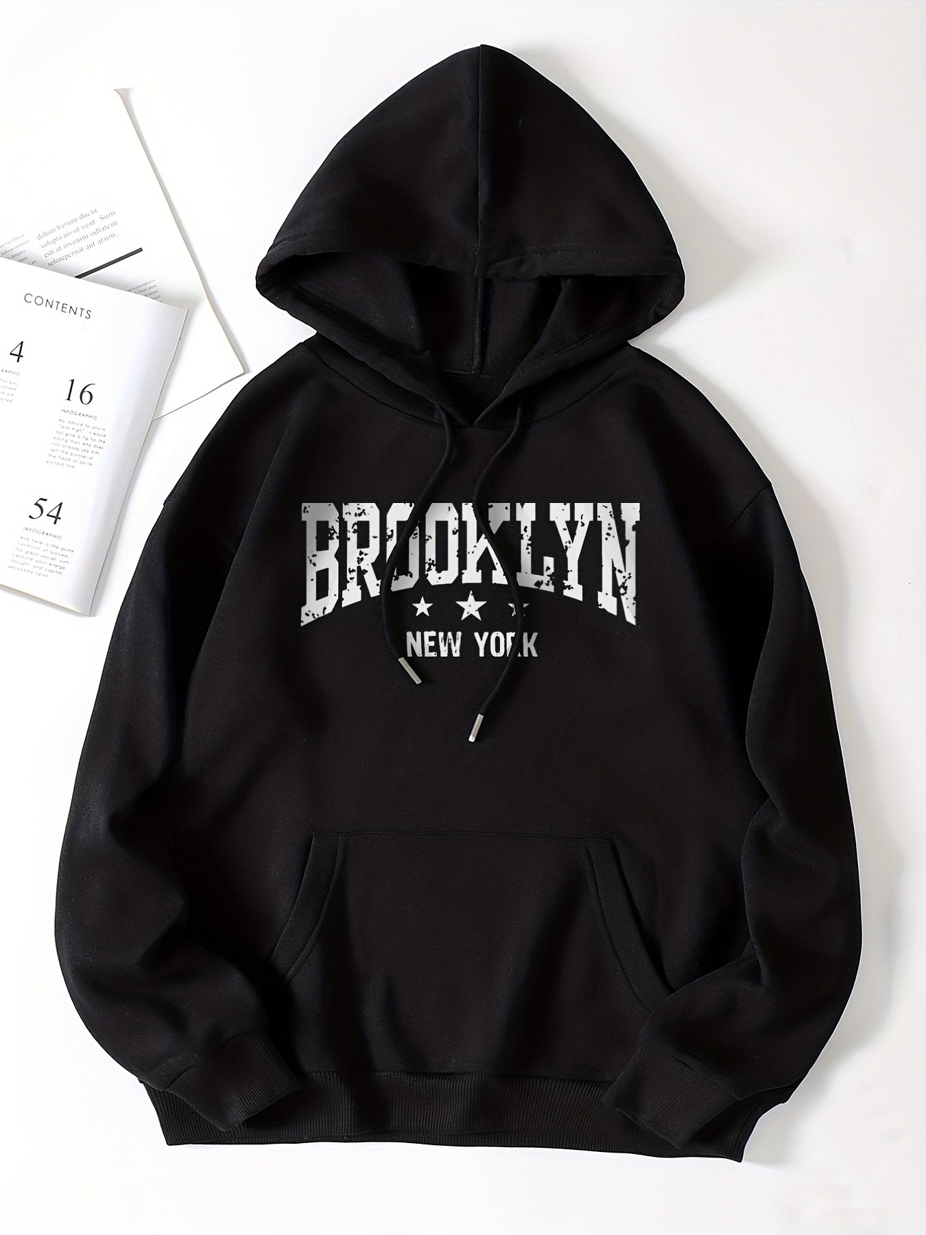 Letter Print Drawstring Sweater Long Sleeve Hoodies Women's Sweatshirt
