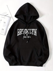 Letter Print Drawstring Sweater Long Sleeve Hoodies Women's Sweatshirt