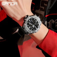 SANDA Waterproof Diving Men's Watch Multifunctional Digital
