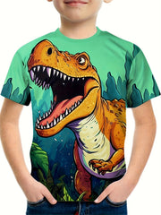 Comics T Rex Print Boy's T-shirt Short Sleeve