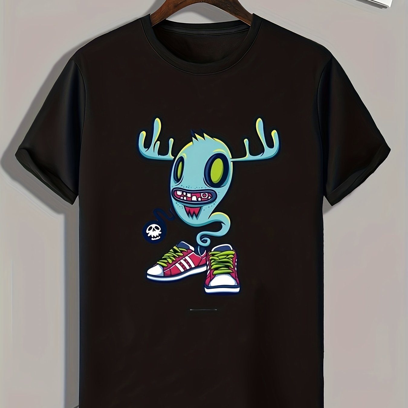 Funny Cartoon Print Men's Graphic T-shirt for Summer