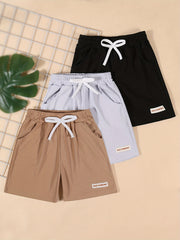 3pcs Boys KISS YOUSELF Shorts Casual Soft Breathable Summer Kids Clothes
