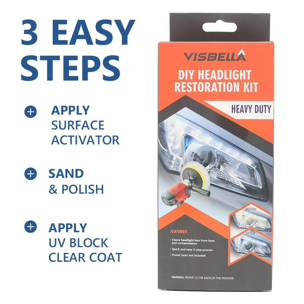 Car Headlight Restoration Kit Lens Cleaning & Polish