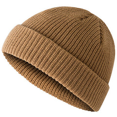 Women's Slouchy Knit Beanie Cap Warm Winter Acrylic Roll up Edge Skull