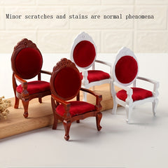 Mini Dollhouse Furniture Set Sofa Stool Chair Pillow & Wooden Armrest