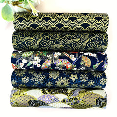 5pcs Japanese Style Cotton Fabric - DIY Quilted Kimono Doll Cloth