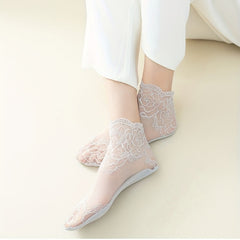 Floral Lace Short Socks Breathable Ruffle Stockings