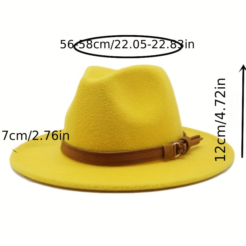 Retro Tweed Bowler Jazz Hat With Belt - Small Size