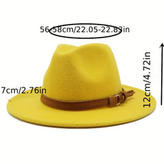 Retro Tweed Bowler Jazz Hat With Belt - Small Size