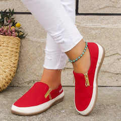 Women's Side Zipper Flat Shoes Solid Non Slip Shoes Casual Walking Outdoor Flats
