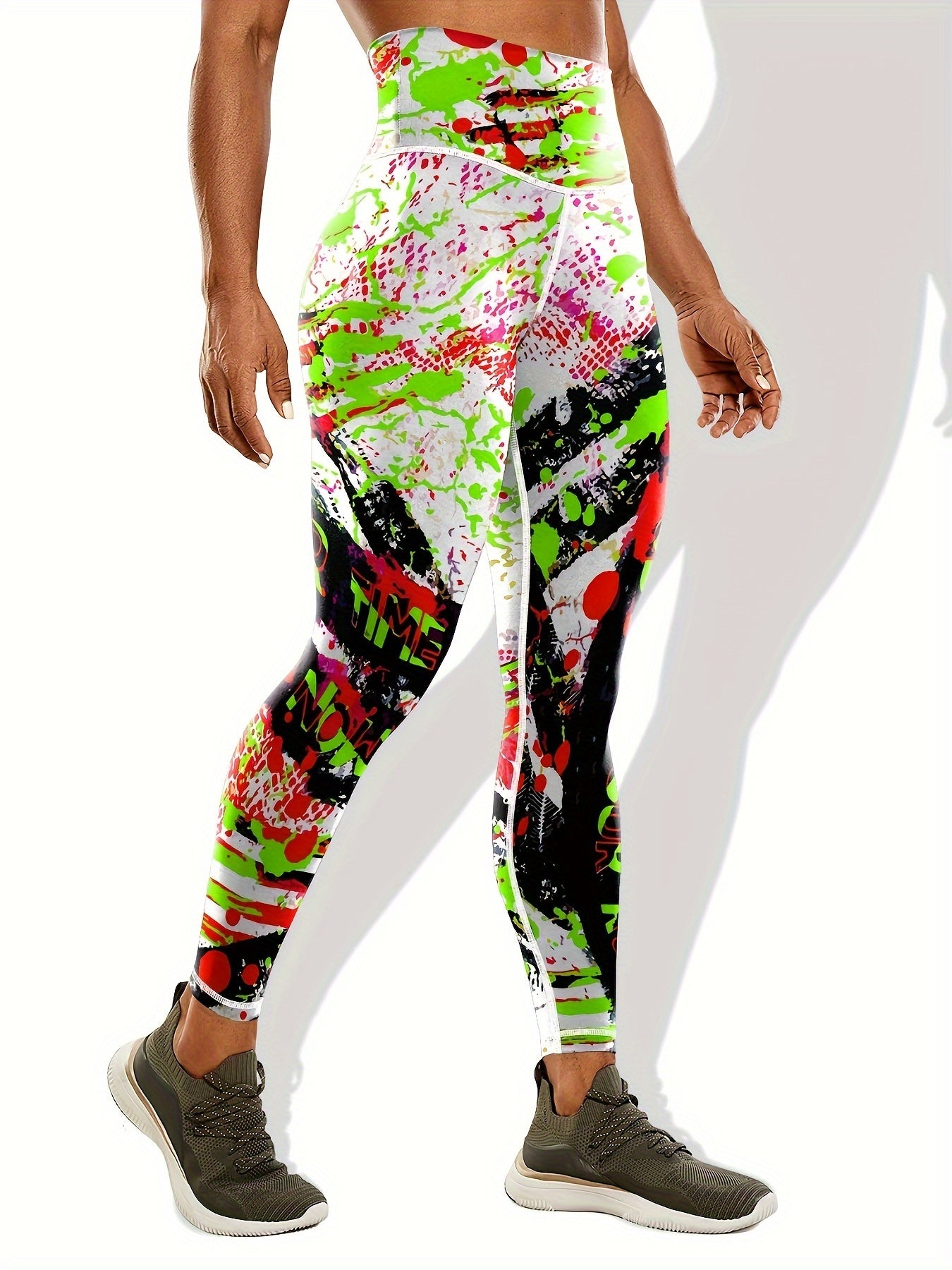 Graffiti Print Slim Fit Yoga Leggings High Stretch