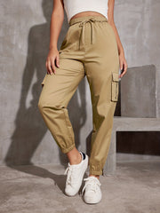 Y2K Solid Drawstring Cargo Pants Casual Baggy Pants