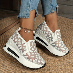 Women's Platform Wedge Shoes Mesh Slip On Rocker Shoes