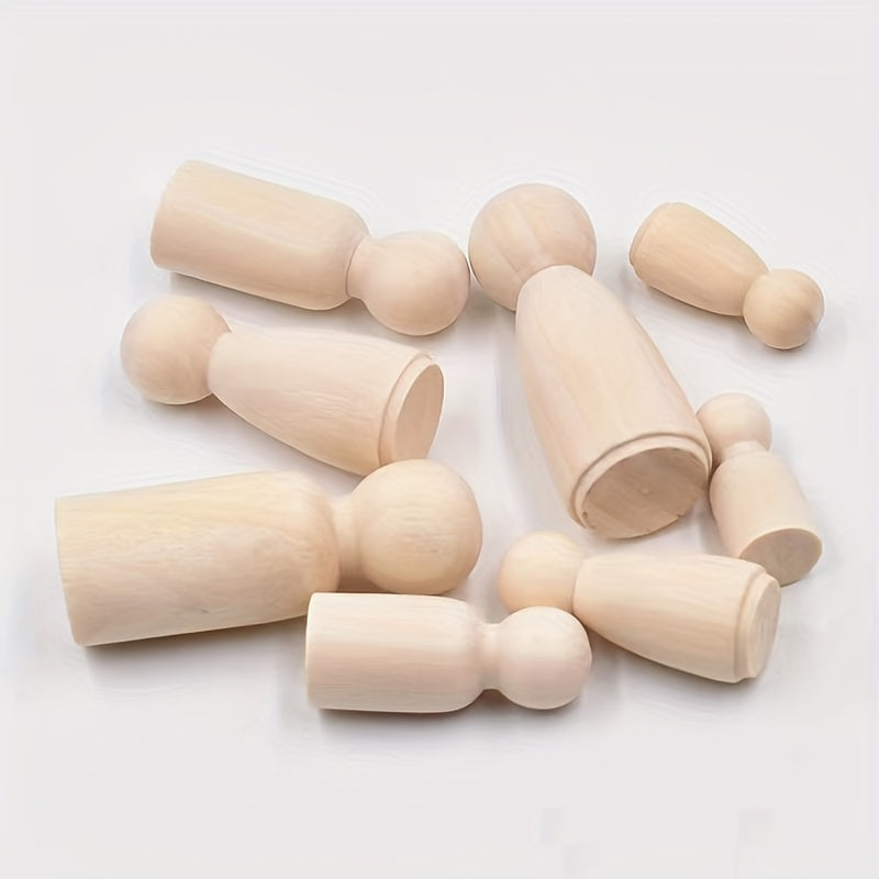 4pcs 8pcs 35MM 1.38IN 15MM 0.59IN Wooden Figures DIY Wooden Dolls
