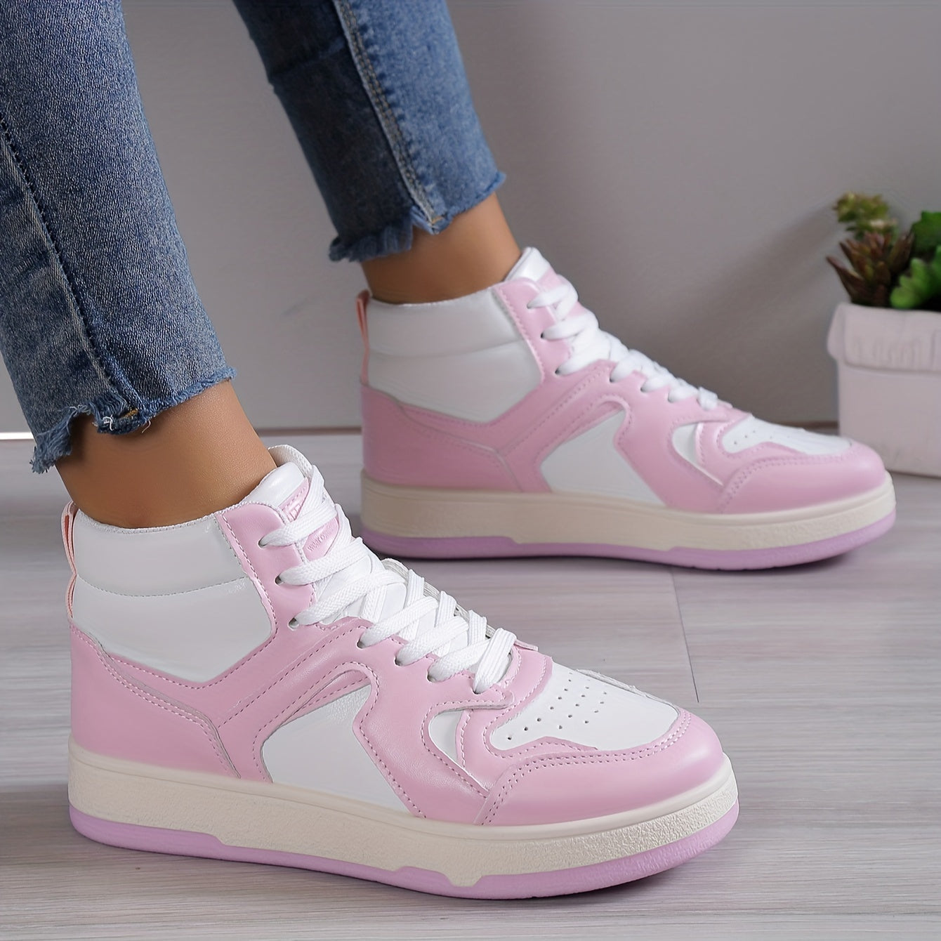 Women's Stylish Block Top Sneakers Comfortable Non slip Sports Shoes