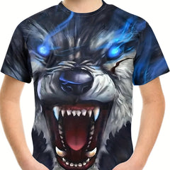 Boy's Fierce Wolf Graphic T shirt Casual Breathable Tee Kid's Clothing