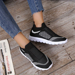 Women's Low Top Sock Shoes Knitted Slip On Walking Sneakers