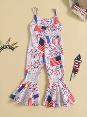 Girls' Cow Print Flare Bell Bottom Jumpsuit Vacation Outfit