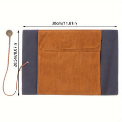 Retro Pencil Case Canvas Faux Leather Large Capacity Roll Pencil Bag