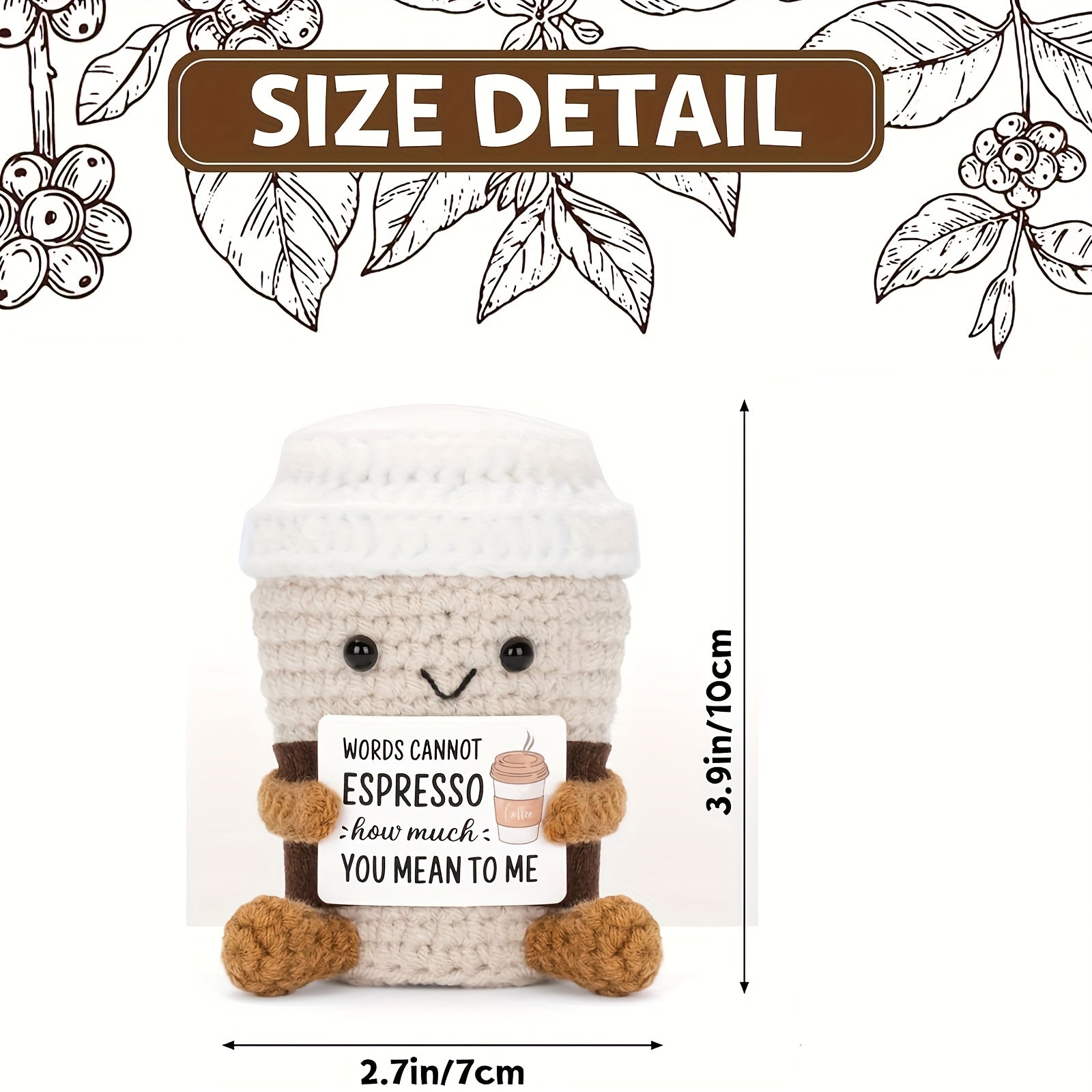 Funny Positive Gag Gift Fabric Tea Cup Craft Doll with Uplifting Quote