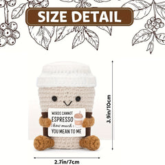 Funny Positive Gag Gift Fabric Tea Cup Craft Doll with Uplifting Quote