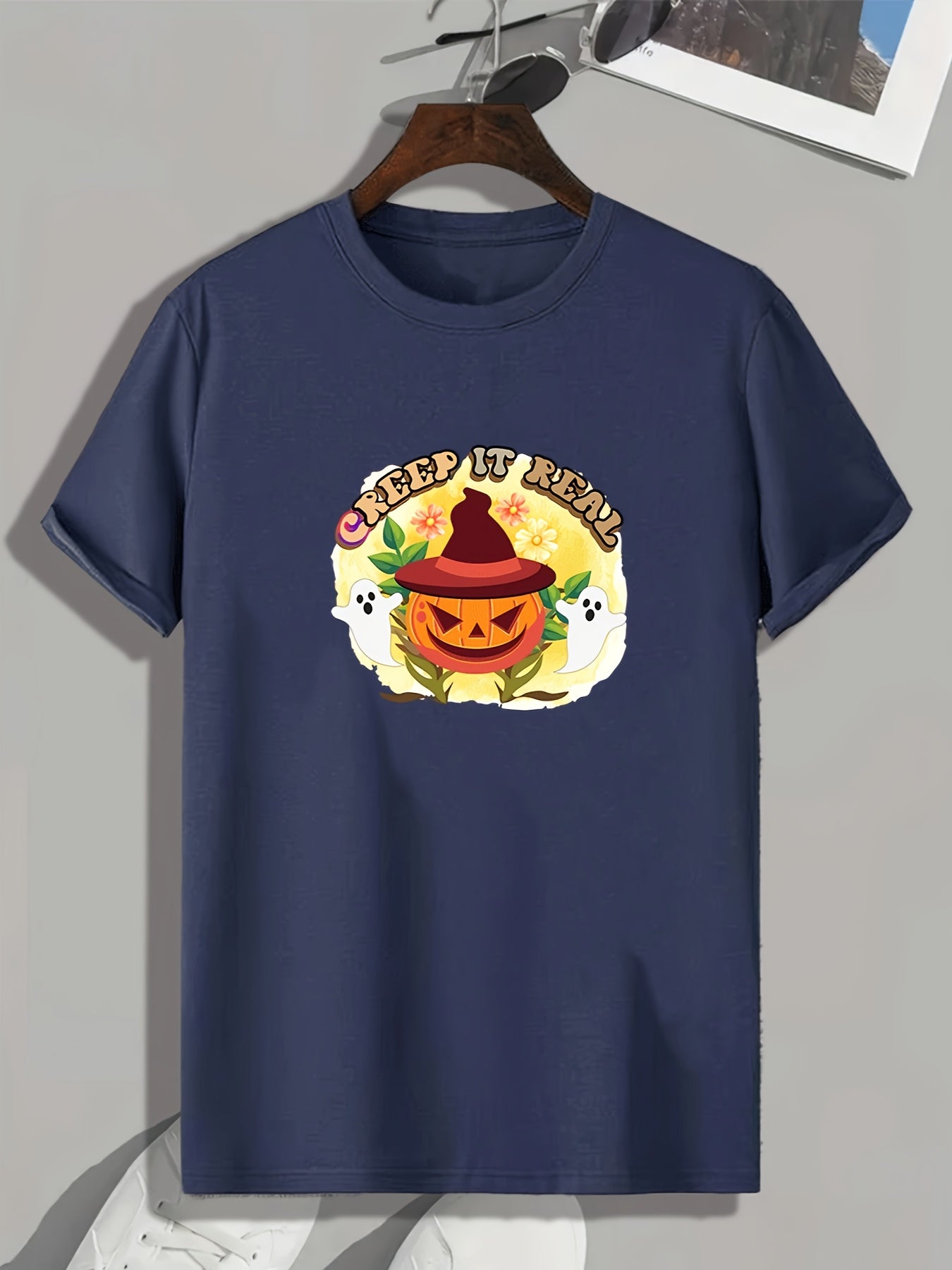Halloween Pumpkin Pattern Print Men's Sports T-shirt