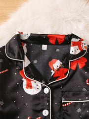 Girls Christmas Print Pajamas Set