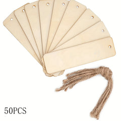 Wooden Bookmarks Wood Pendant Blank DIY Christmas Wedding Hemp Rope