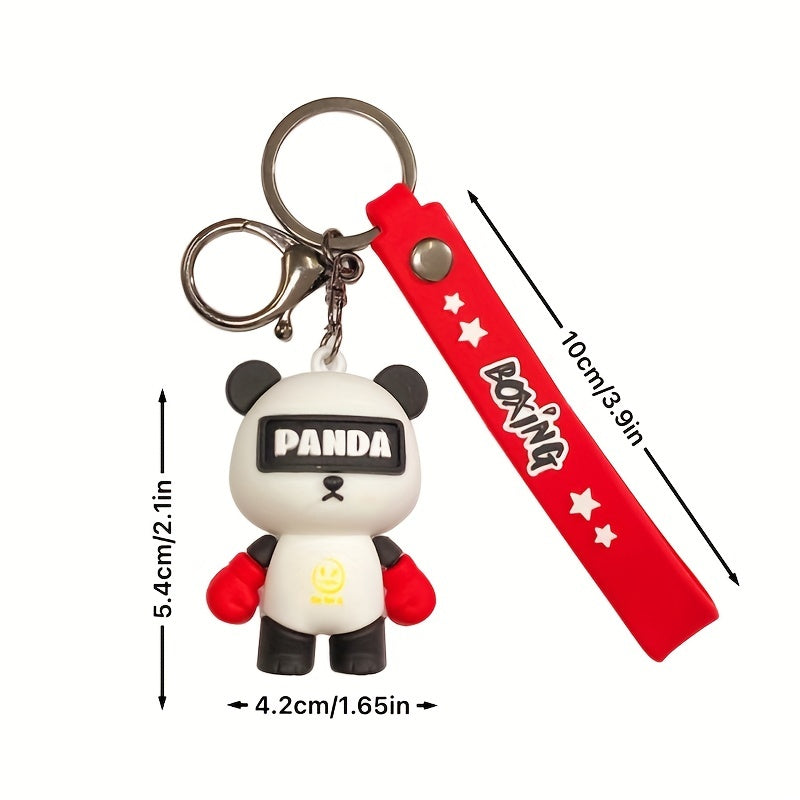 Boxing Panda Keychain Small Doll Bag Backpack Car Key Pendant Birthday Gift