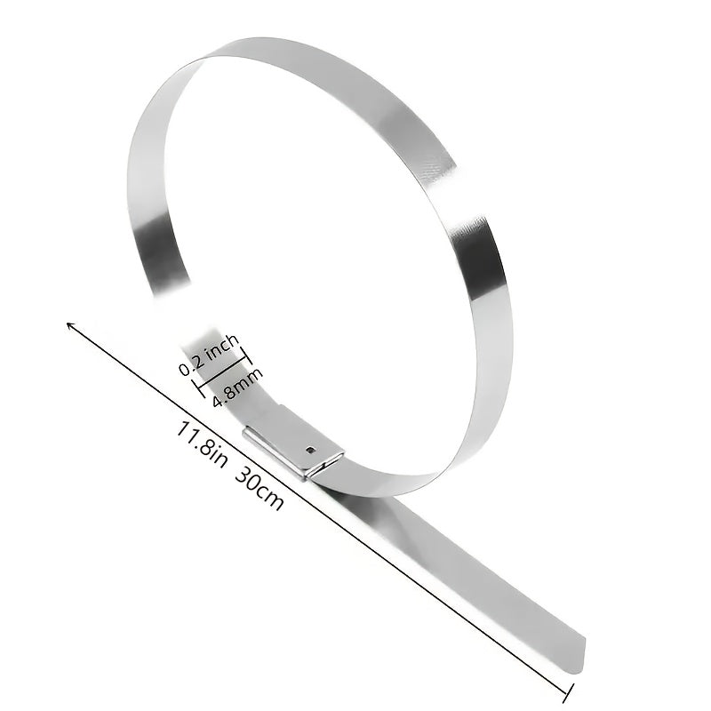 50pcs 29.97cm 304 SS Cable Ties Heavy Duty Self-Locking for Machinery Vehicles