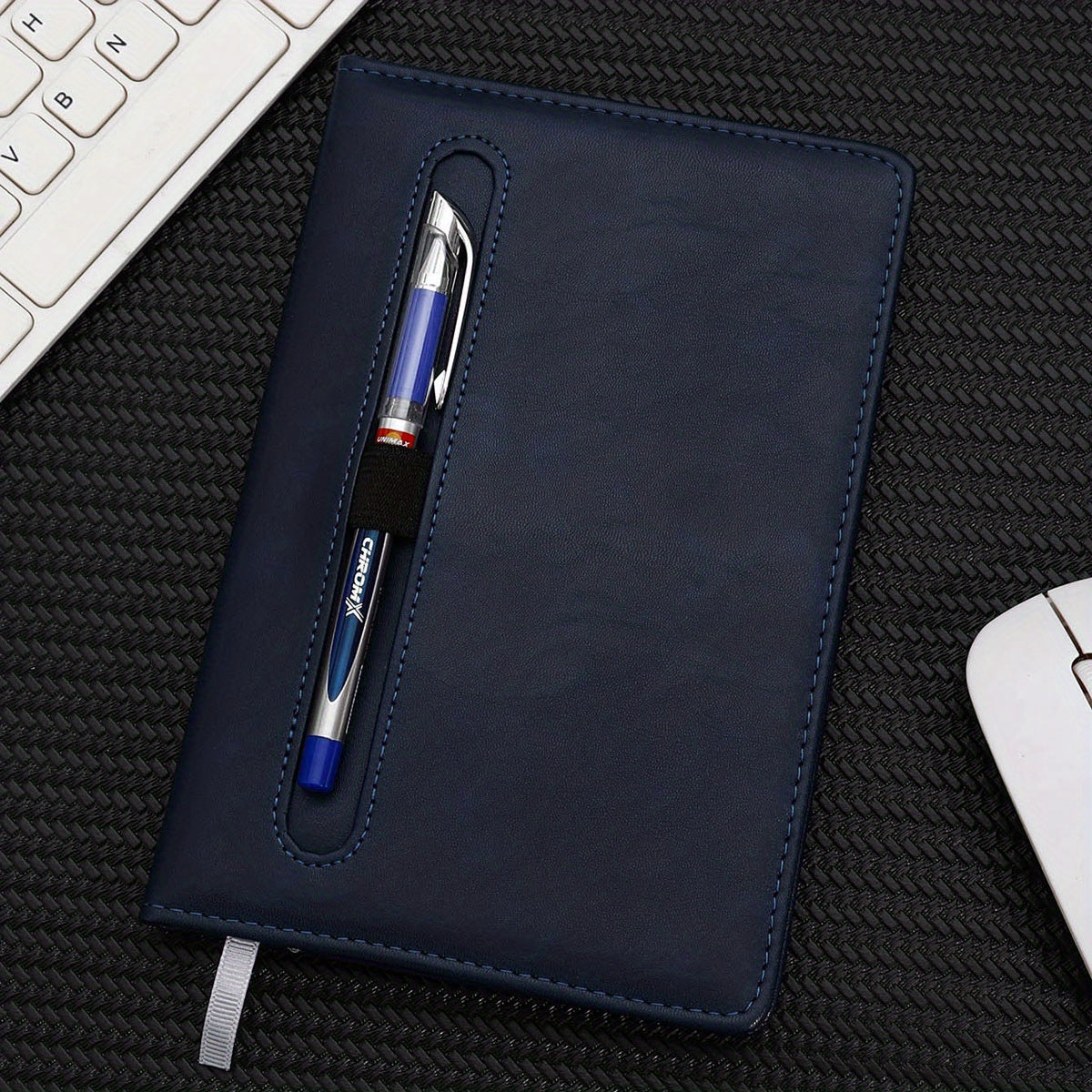 Soft Furnishings Notebook With Pen Slot & Elastic Band, Leather Texture
