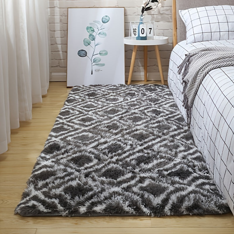 Soft Geometric Patterned Plush Rug for Bedroom 23.6x42.7in