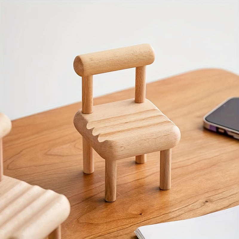 Wood Mini Chair Phone Holder Creative Desktop Ornament
