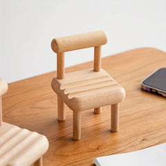 Wood Mini Chair Phone Holder Creative Desktop Ornament