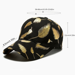 Unisex Hip-hop Hat Peaked Cap Curved Brim Bronzing Silver Feather Baseball Cap