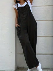 Solid Wide Leg Jumpsuit With Pockets