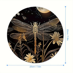 Retro Dragonfly Round Mouse Pad Non-slip Rubber Base