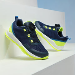 Boy's Breathable Knit Running Shoes with Rotating Buckle Lace