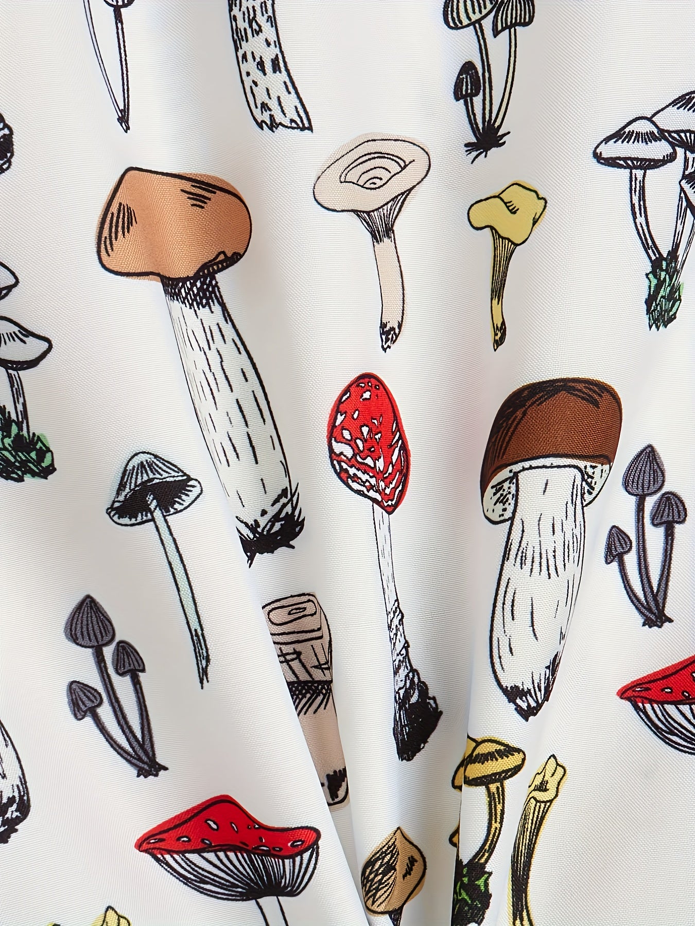 Mushroom Print Men's Button-Up Long Sleeve Shirt