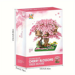 Pink Cherry Tree House Mini Building Blocks Halloween Christmas Gift