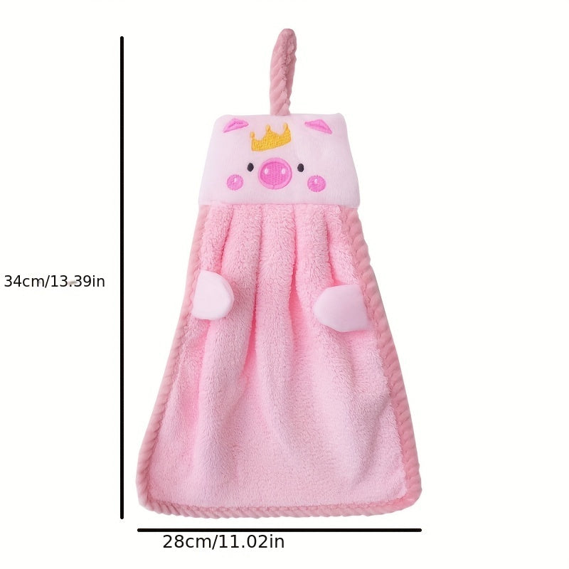 Cartoon Piggy Hanging Towel Soft Cotton Fingertip Towel