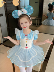 Cotton Solid Puff Sleeve Princess Tutu Dance Dress Ballet Leotard