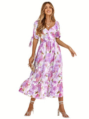 Floral Print Puff Sleeve Maxi Dress