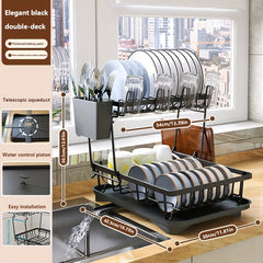 2 Tier Dish Drying Rack & Storage Shelf Large Capacity for Tableware