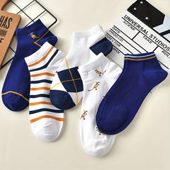 5 Pairs Kangaroo Print & Striped Low Cut Women's Socks